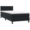 vidaXL Sommier &agrave; lattes de lit avec matelas et LED noir 90x220 cm velours