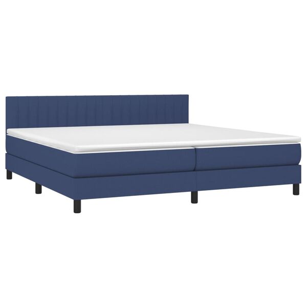 vidaXL Sommier à lattes de lit avec matelas Bleu 200x200 cm Tissu