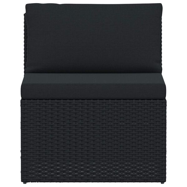 vidaXL Salon de jardin 4 pcs avec coussins R&eacute;sine tress&eacute;e Noir