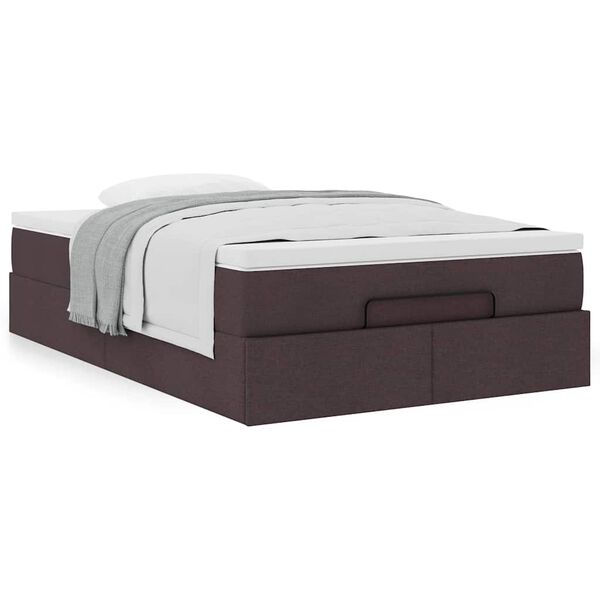 VidaXL Cadre de lit ottoman avec matelas marron fonc&eacute; 120x190 cm tissu