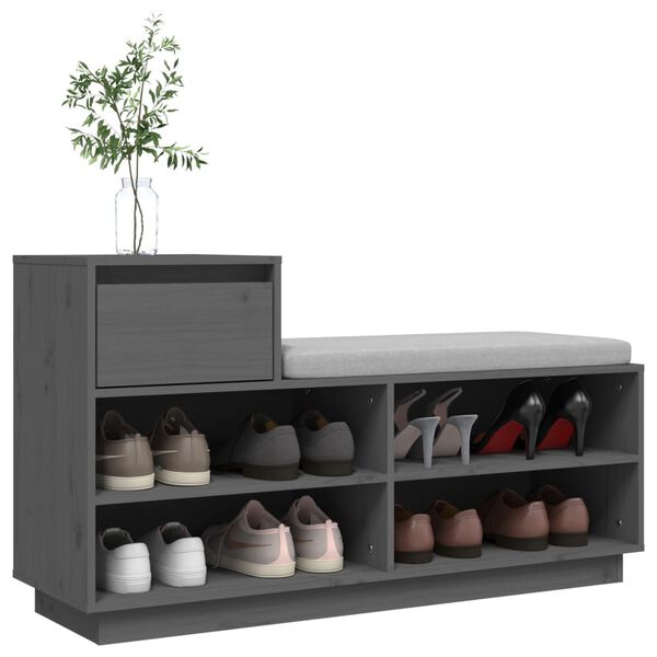 vidaXL Armoire &agrave; chaussures Gris 110x34x61 cm Bois de pin massif