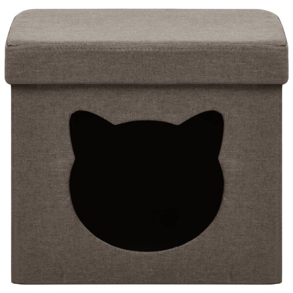 vidaXL Tabouret de rangement pliable avec motif de chat Marron Tissu