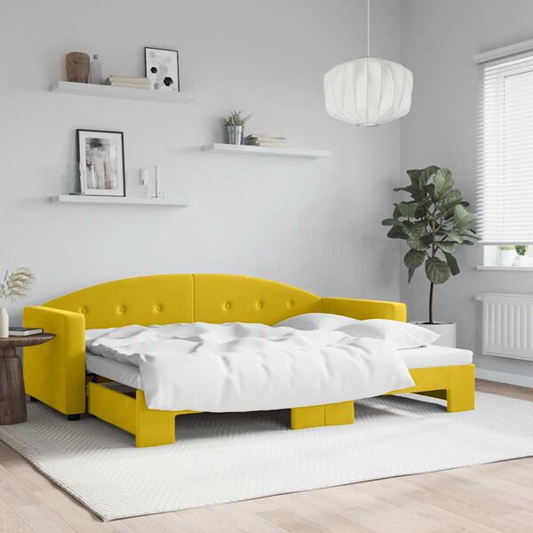 vidaXL Lit de jour avec lit gigogne jaune 80x200 cm velours