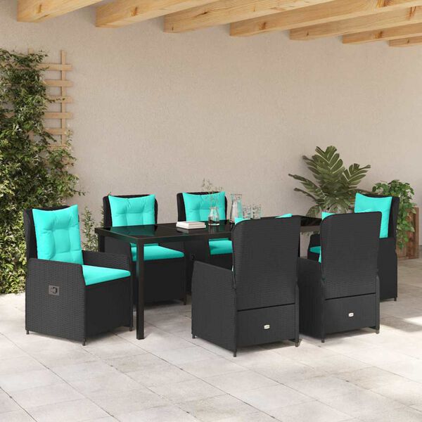 vidaXL Ensemble de salle &agrave; manger pour jardin 7 pcs Noir Poly rotin