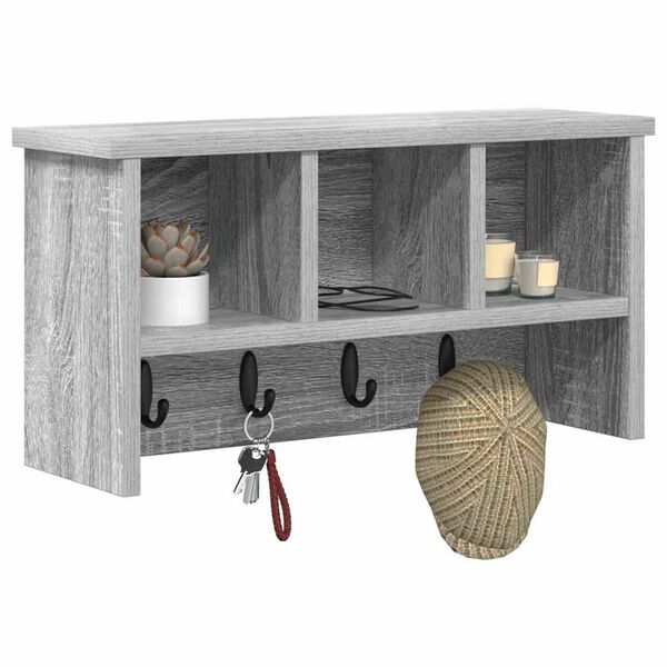 vidaXL Porte-manteau mural avec &eacute;tag&egrave;re Sonoma gris 50 x 16 x 26 cm