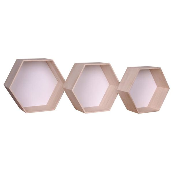 House Nordic &Eacute;tag&egrave;res 3 pcs Eva Blanc et naturel