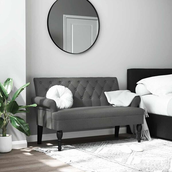 vidaXL Banc avec dossier Gris foncé 120 x 62 x 75,5 cm Tissu
