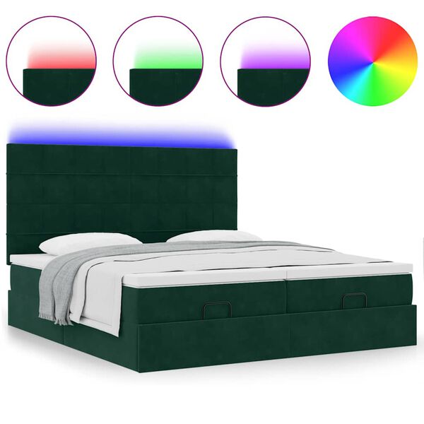 VidaXL Cadre de lit ottoman avec matelas vert fonc&eacute; 180x200cm velours