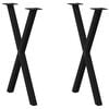 vidaXL Pieds de table &agrave; manger en forme de X, 2 pi&egrave;ces, noir, 50 x (72-73) cm, acier