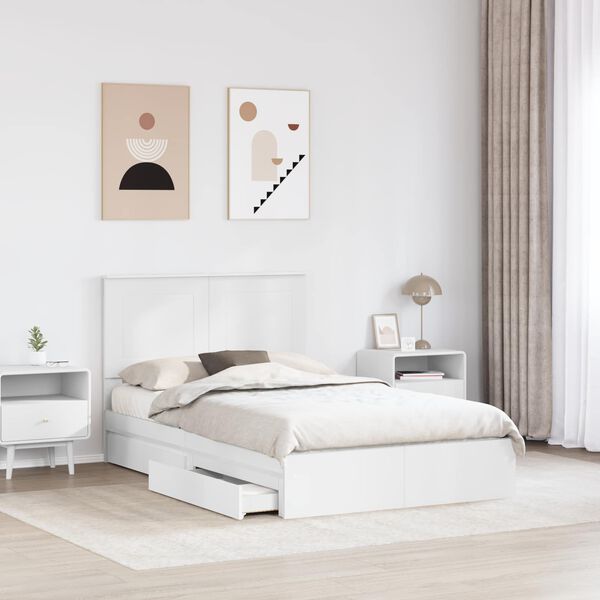 vidaXL Lit de Rangement Blanc 120 x 190 cm Bois d'ing&eacute;nierie