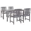 vidaXL Ensemble &agrave; manger d'ext&eacute;rieur 5 pcs Gris Bois d'acacia solide