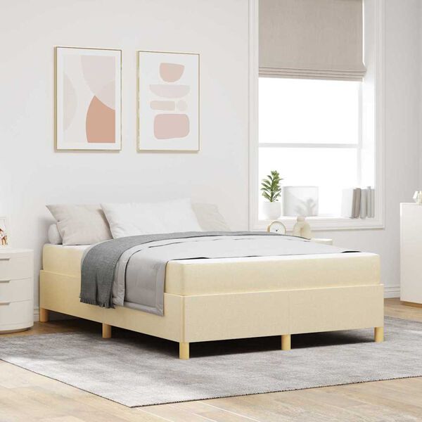 vidaXL Cadre de lit avec matelas Cr&egrave;me 160 x 200 cm tissu