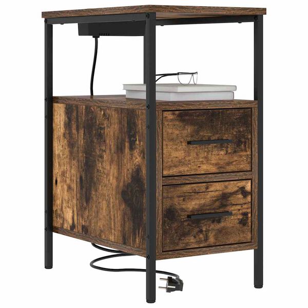 vidaXL Cabinet de chevet Ch&ecirc;ne fum&eacute; 30 x 48 x 61 cm Bois d'ing&eacute;nierie