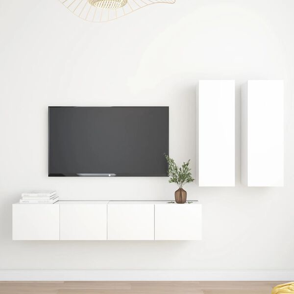 vidaXL Ensemble de meubles TV 4 pcs Blanc Bois d'ingénierie