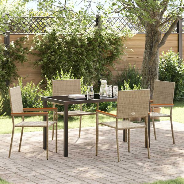 vidaXL Ensemble de salle &agrave; manger pour jardin 5 pcs Beige polyrotin