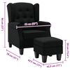 vidaXL Fauteuil avec repose-pied Noir Tissu