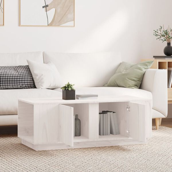 vidaXL Table basse Blanc 110x50x40 cm Bois massif de pin