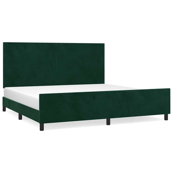 vidaXL Cadre de lit sans matelas vert fonc&eacute; 200x200 cm velours