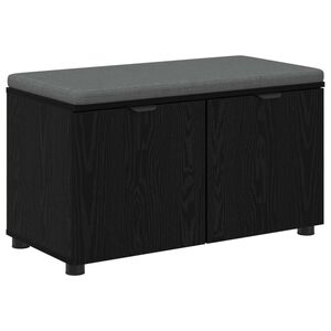 vidaXL Banc d'entr&eacute;e avec coussin Ch&ecirc;ne Noir 80 x 38 x 46 cm