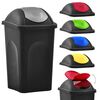 vidaXL Poubelle avec couvercle pivotant 60 L Noir et argent&eacute;