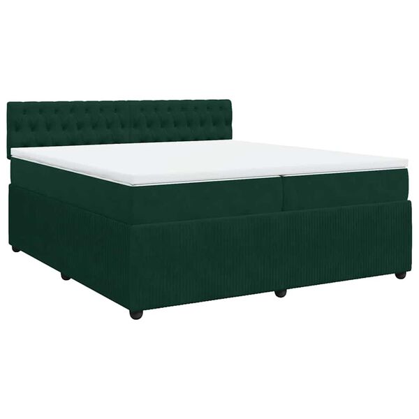 vidaXL Sommier &agrave; lattes de lit et matelas Vert fonc&eacute; 200x200cm Velours