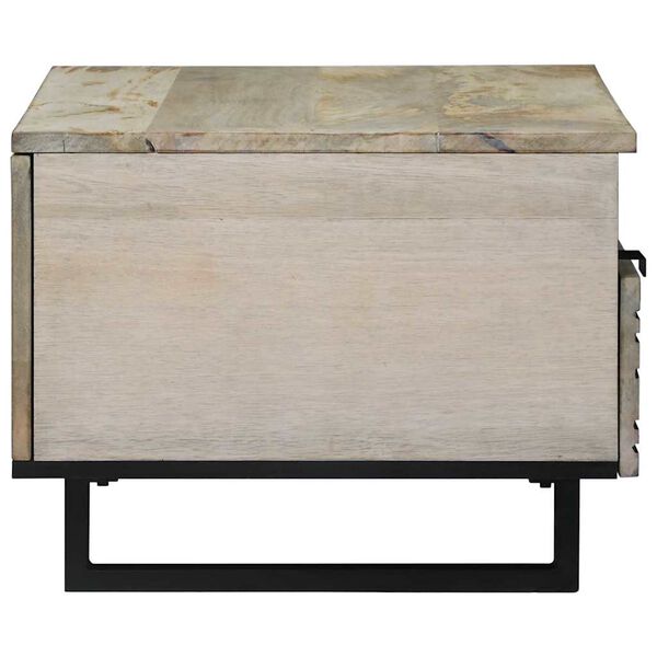 vidaXL Table basse Beige et Noir 80 x 54 x 40 cm Bois d'acacia massif