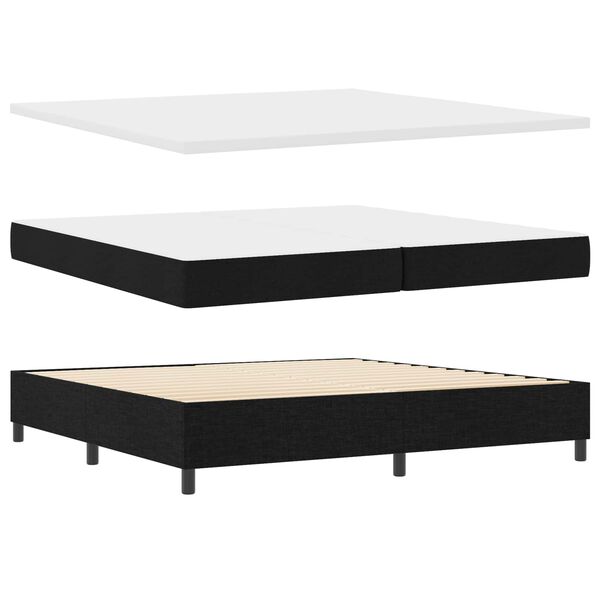 vidaXL Lit &agrave; ressorts avec matelas avec LED Noir 200 x 200 cm tissu