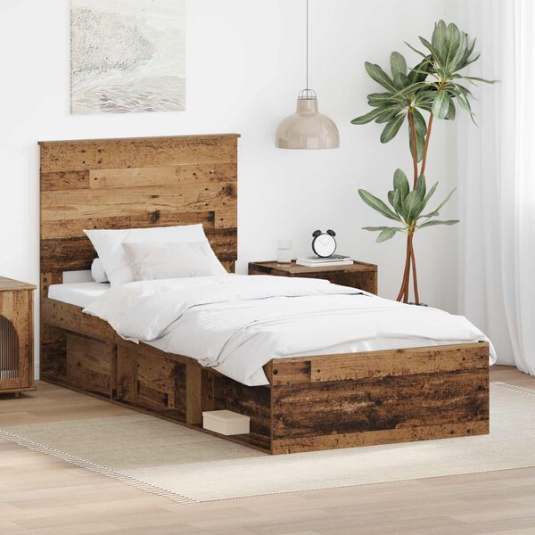 vidaXL Cadre de lit Bois ancien 90 x 190 cm Bois de pin massif