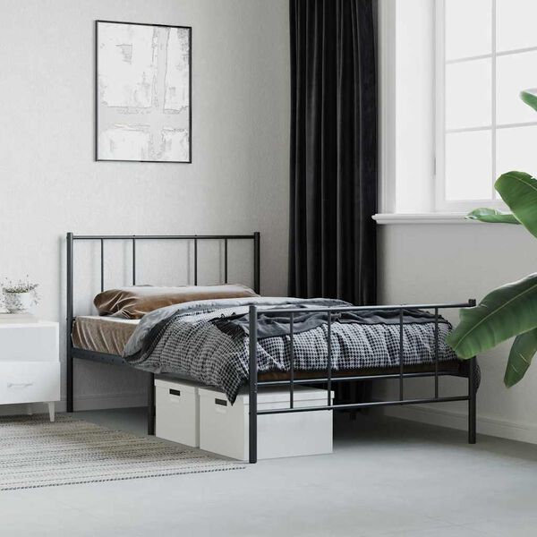 vidaXL Cadre de lit m&eacute;tal sans matelas avec pied de lit noir 80x200 cm