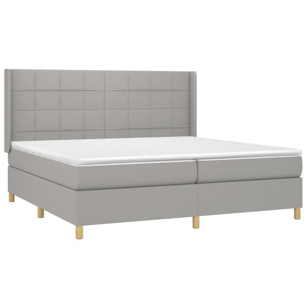 vidaXL Sommier &agrave; lattes de lit matelas LED Gris clair 200x200 cm Tissu