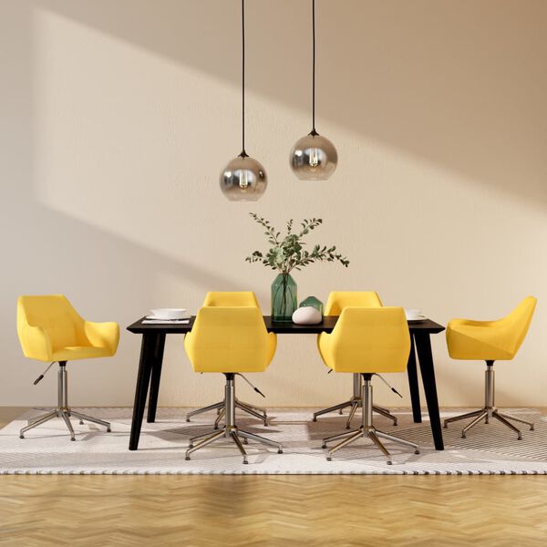 vidaXL Chaises pivotantes &agrave; manger lot de 6 jaune tissu