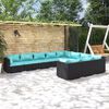vidaXL Salon de jardin 10 pcs avec coussins R&eacute;sine tress&eacute;e Noir