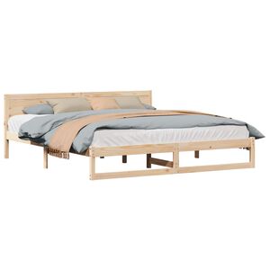 vidaXL Cadre de lit avec t&ecirc;te de lit Naturel 200 x 200 cm Pin massif