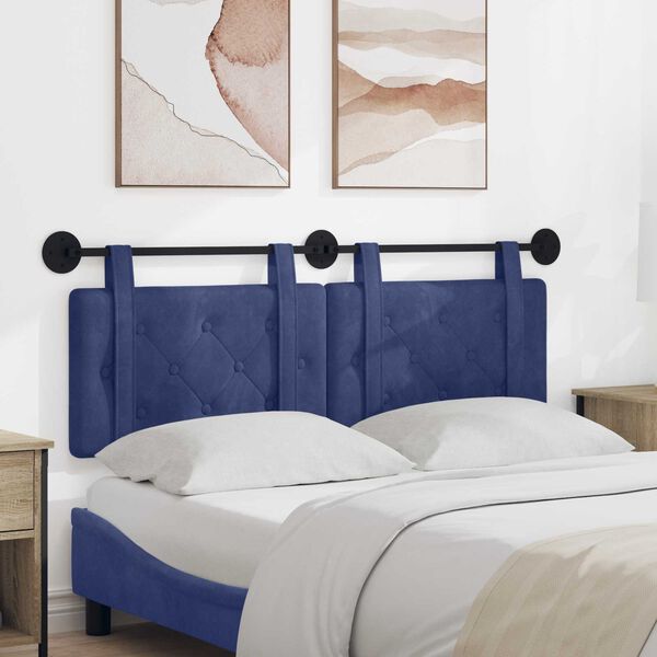 vidaXL T&ecirc;te de lit suspendue Bleu police 150 x 55 x 5 cm Velours