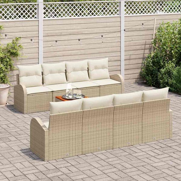 vidaXL Ensemble de canap&eacute; de jardin 9 pcs Beige et cr&egrave;me polyrotin