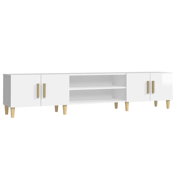 vidaXL Meuble TV blanc brillant 180x31,5x40 cm bois d'ingénierie