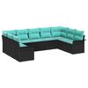 vidaXL Ensemble de canap&eacute; de jardin avec coussin 9 pcs Noir polyrotin