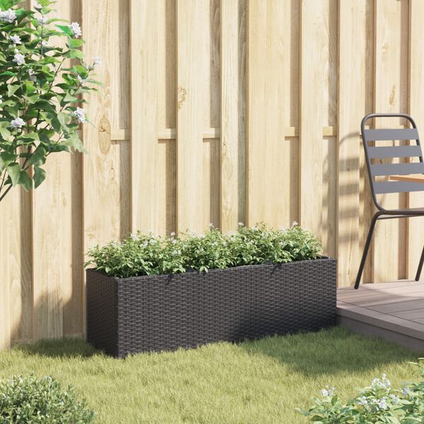vidaXL Jardini&egrave;re avec 3 pots noir 105x30x32 cm r&eacute;sine tress&eacute;e