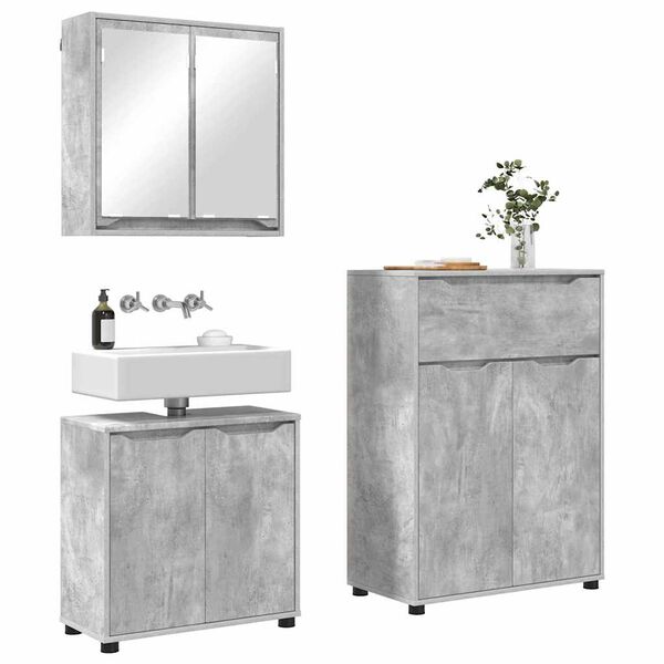 vidaXL Ensemble de mobilier de salle de bain 3 pcs Gris b&eacute;ton