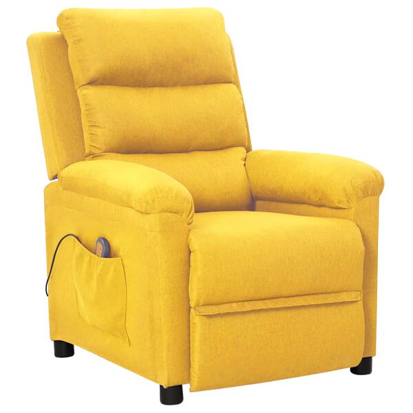 vidaXL Fauteuil de massage Jaune clair Tissu