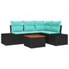 vidaXL Ensemble de canap&eacute; de jardin 5 pc Noir polyrotin