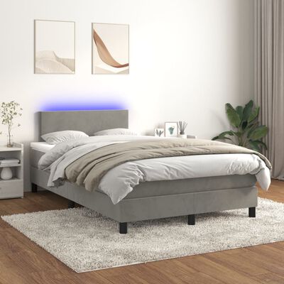 vidaXL Sommier à lattes de lit avec matelas LED Gris clair 120x200 cm