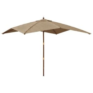 vidaXL Parasol de jardin avec m&acirc;t en bois taupe 300x300x273 cm