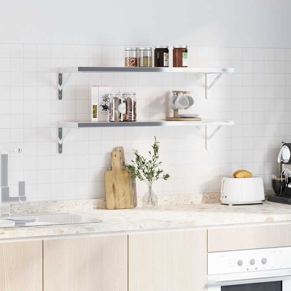 vidaXL Supports d'&eacute;tag&egrave;res 4pcs 30x2,5x15,5cm argent&eacute; acier inoxydable