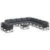 vidaXL Ensemble de canap&eacute; de jardin 12 pc Noir Aluminium
