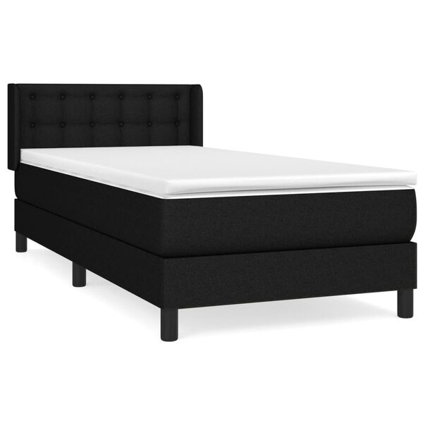 vidaXL Sommier &agrave; lattes de lit avec matelas Noir 90x200 cm Tissu