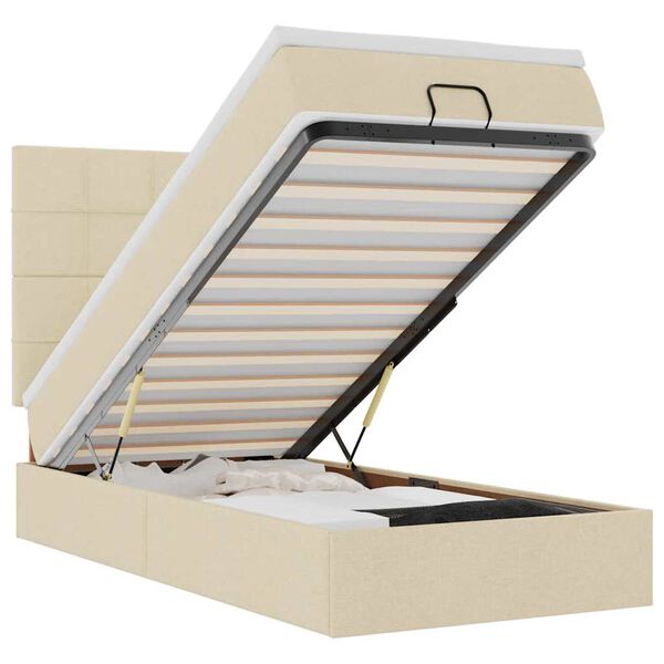 vidaXL Cadre de lit ottoman avec matelas cr&egrave;me 90x190 cm tissu