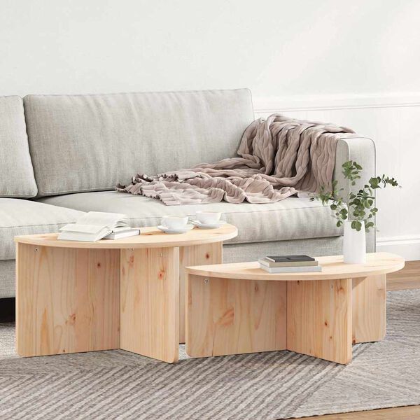 vidaXL Table basse 2 pcs Naturel Bois massif en pin