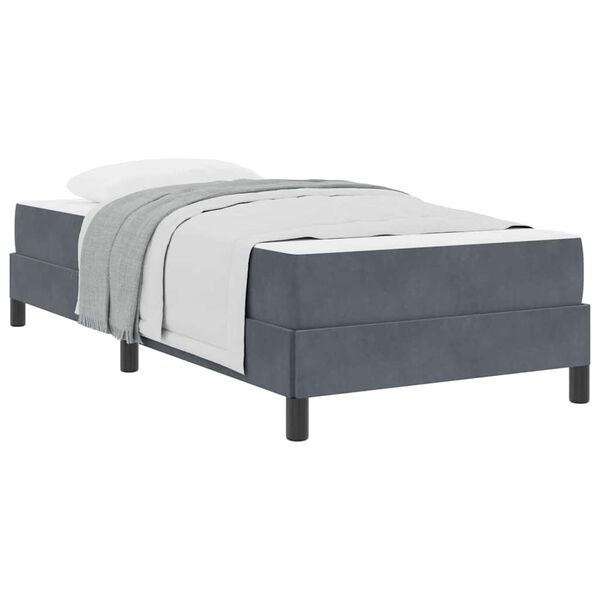vidaXL Lit à ressorts avec matelas Gris foncé 80 x 210 cm tissu