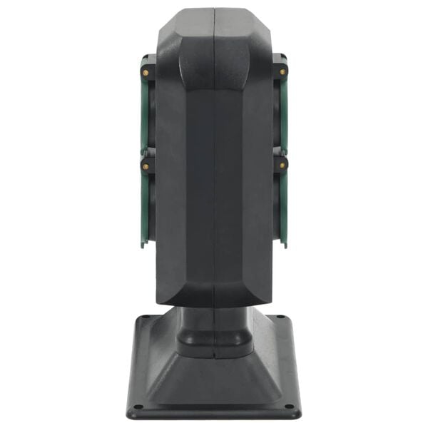 vidaXL Prise d'extérieur avec piquet à 4 voies noir vert 15,5x11x24 cm